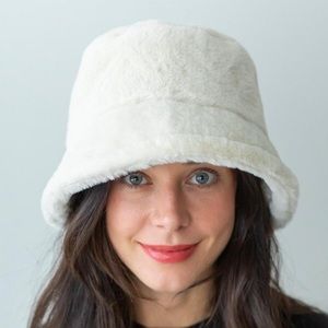 Ivory Faux Fur Bucket Hat